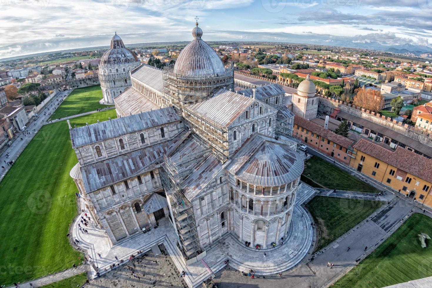 pisa dome aerial view from leaning tower photo