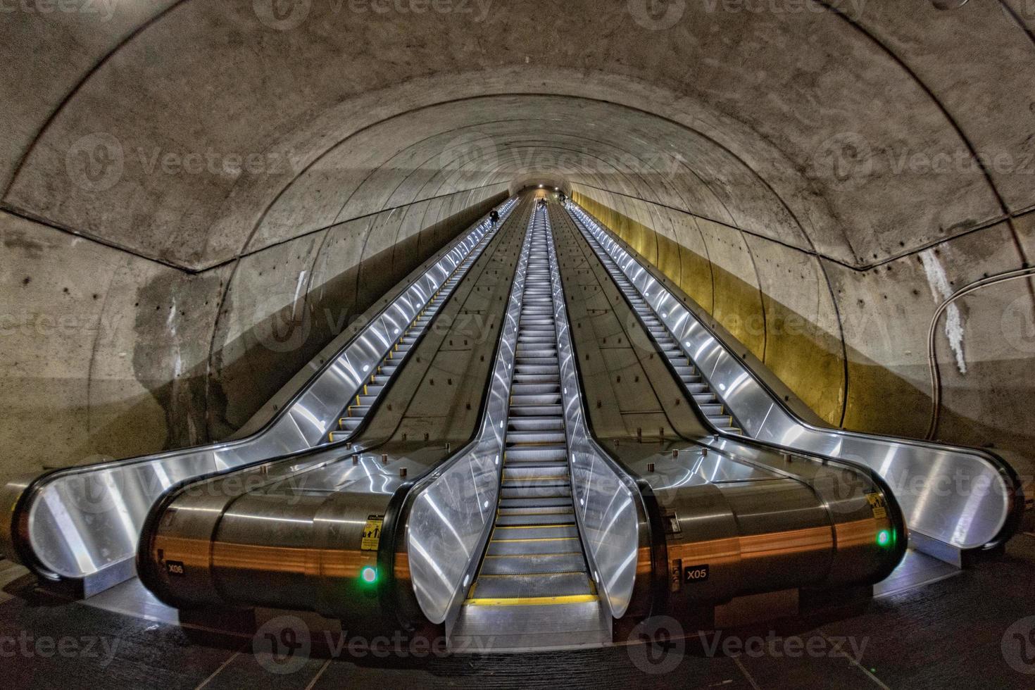 Underground Metro subway moving escalator photo