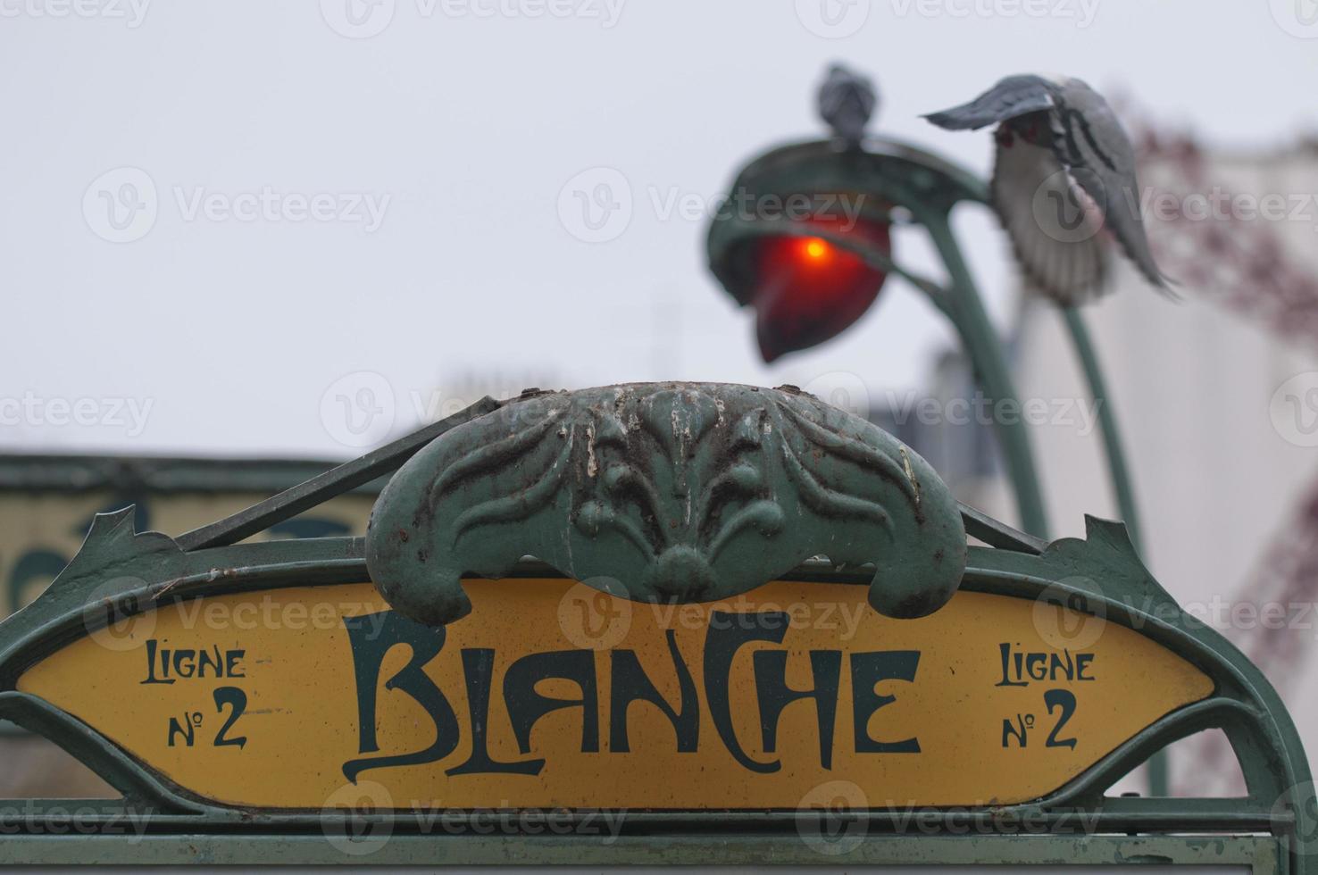 Paris Metro Blanche Pigalle Metropolitain Sign photo