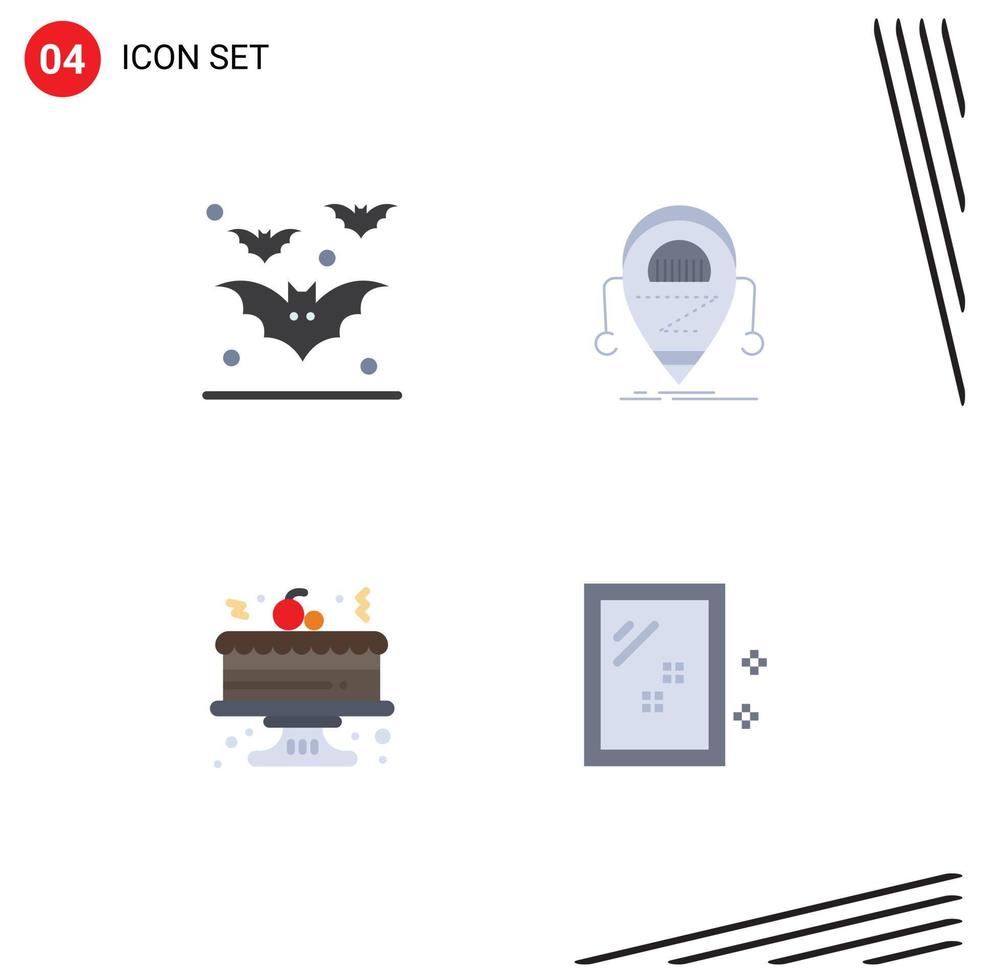 4 Creative Icons Modern Signs and Symbols of bat cake night droid christmas Editable Vector Design Elements