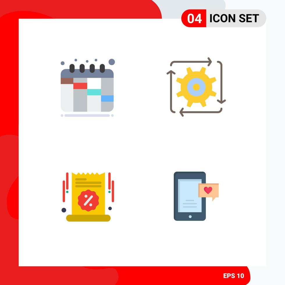 Set of 4 Commercial Flat Icons pack for iteration grand sale workflow flow sale Editable Vector Design Elements