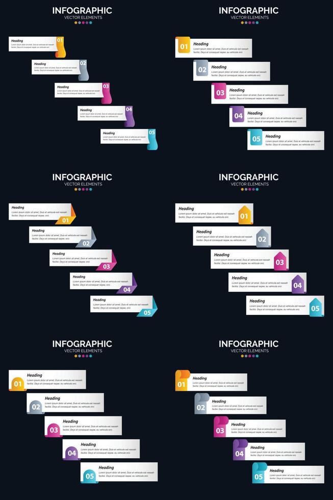 agregue un toque profesional a su presentación comercial con seis infografías vectoriales vector