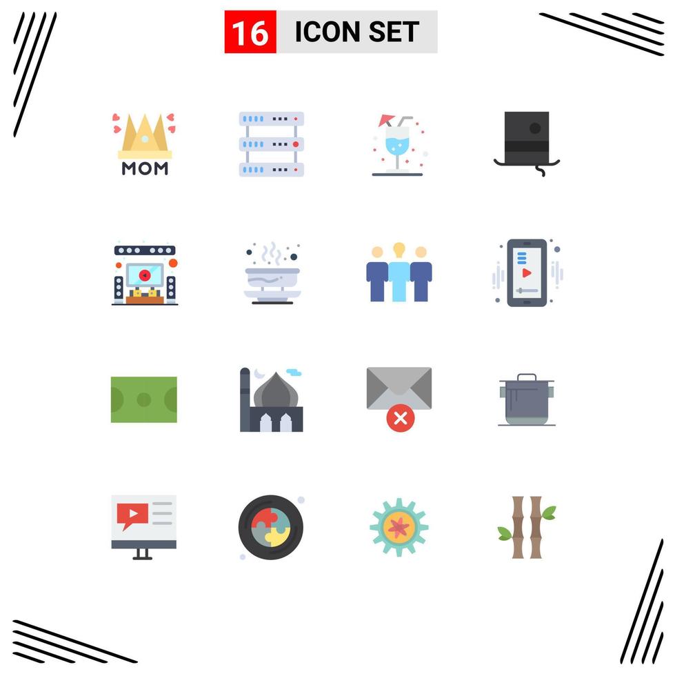 Group of 16 Modern Flat Colors Set for home monocle storage hipster fashion Editable Pack of Creative Vector Design Elements