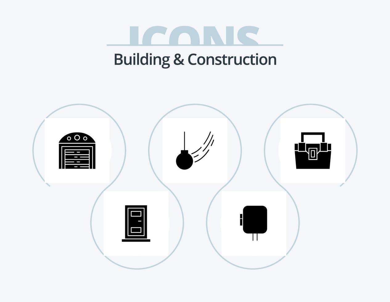 diseño de iconos del paquete de iconos de glifo de construcción y construcción 5. construcción. bolso. construcción. movimiento. atado vector