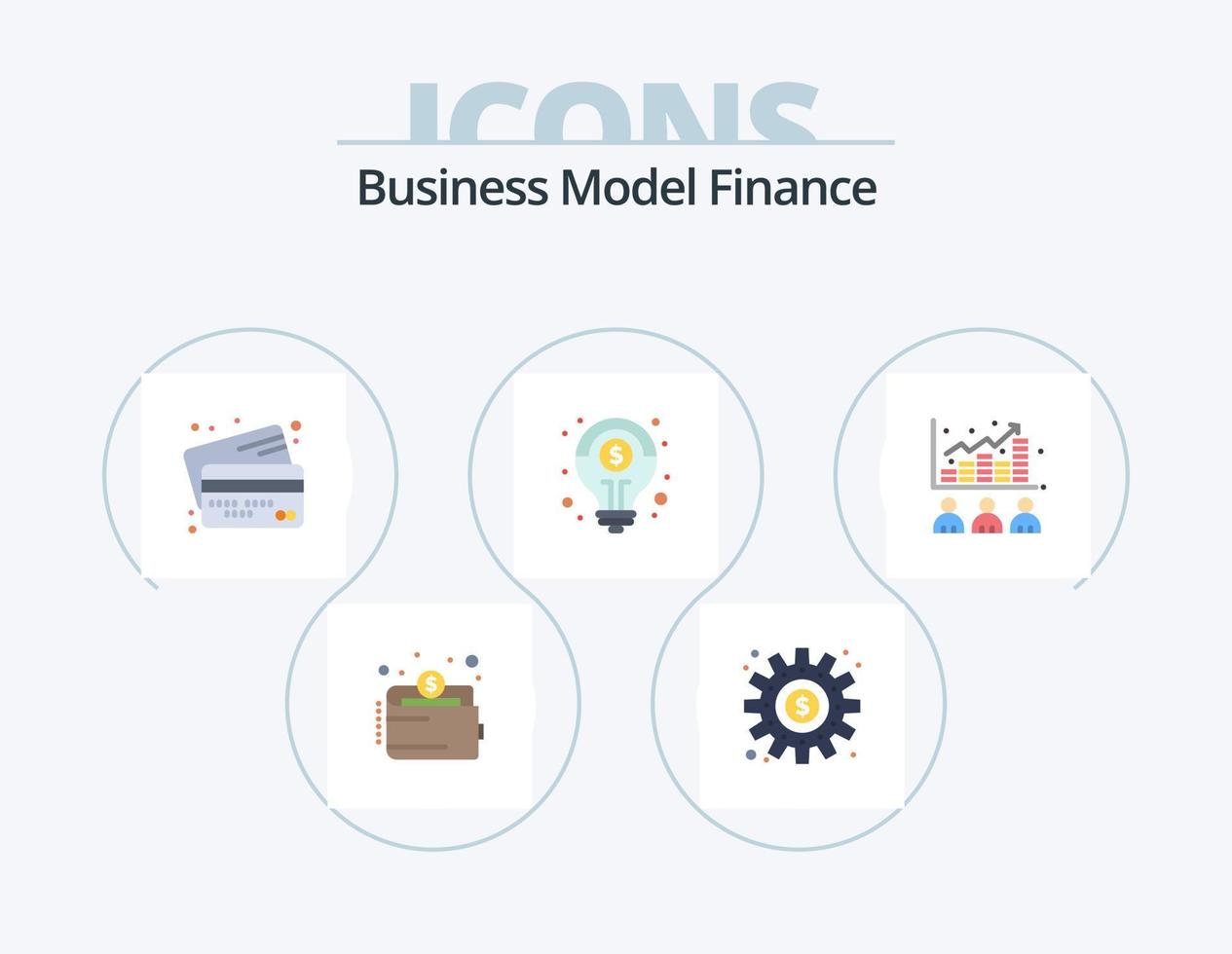 paquete de iconos planos de finanzas 5 diseño de iconos. solución. aptitud física. trabaja. financiero. dinero vector