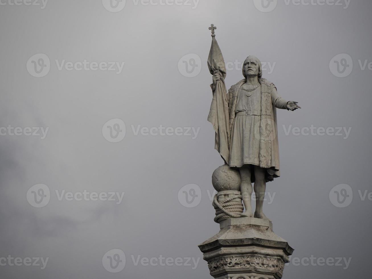 Columbus square with Monument to Christopher Columbus, in Madrid photo