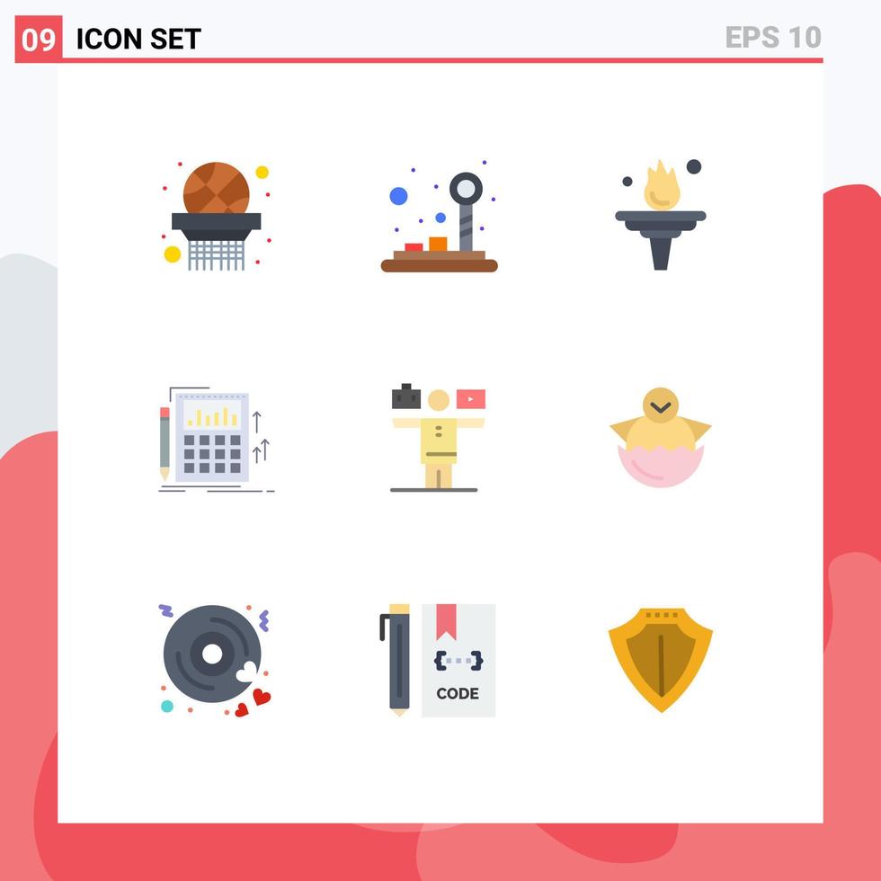 Flat Color Pack of 9 Universal Symbols of life calculator education calculation audit Editable Vector Design Elements