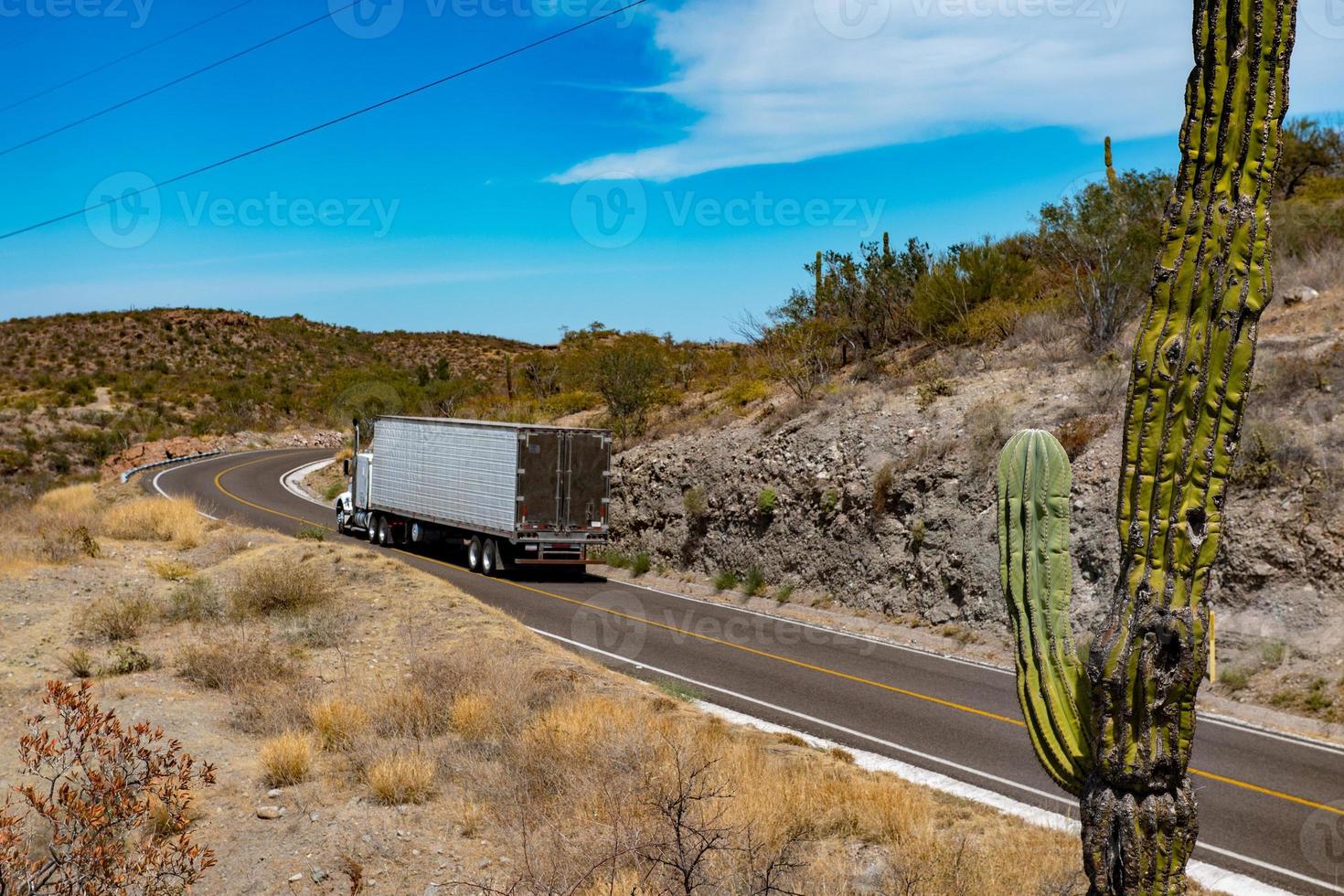baja california landscape endless straight panorama road photo