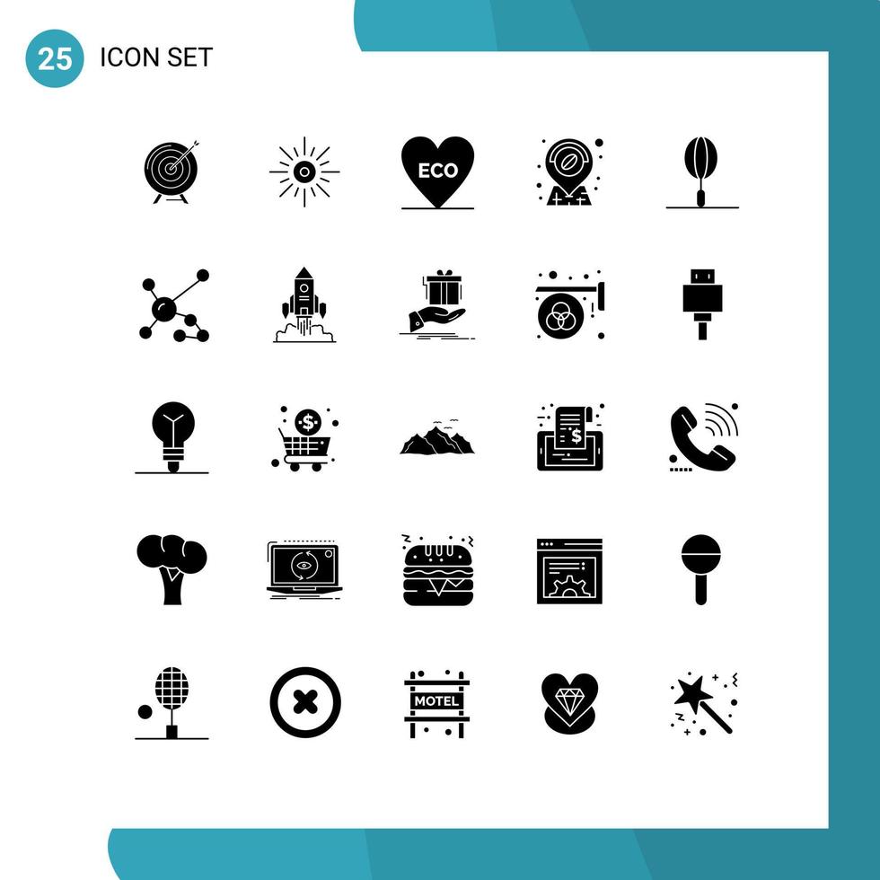 25 iconos creativos signos y símbolos modernos del entorno de ubicación amor ligero elementos de diseño vectorial editables ecológicos vector
