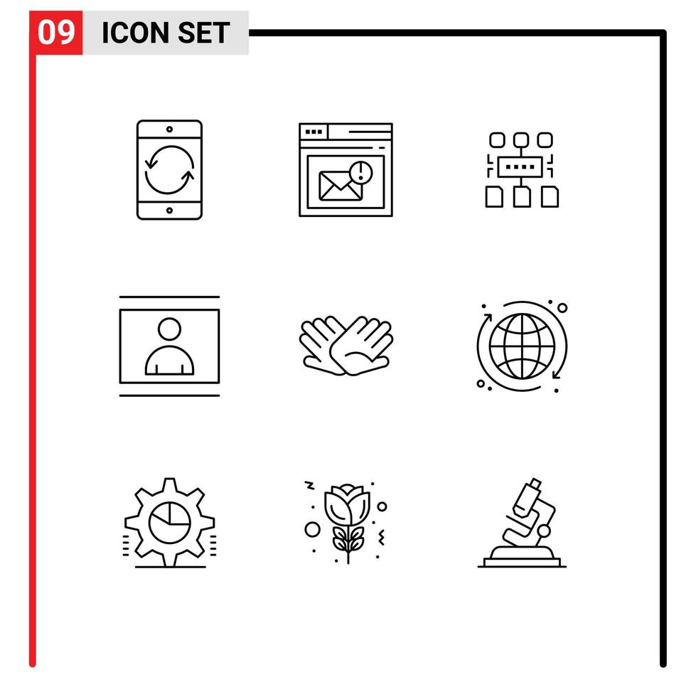 Outline Pack of 9 Universal Symbols of photo image page human user Editable Vector Design Elements