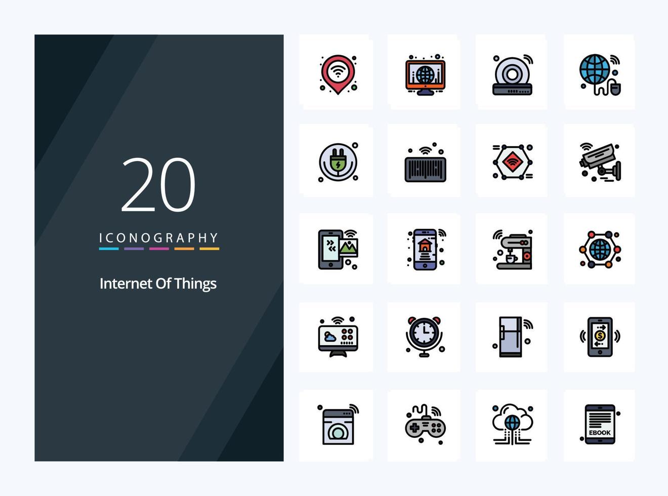 20 Internet Of Things line Filled icon for presentation vector