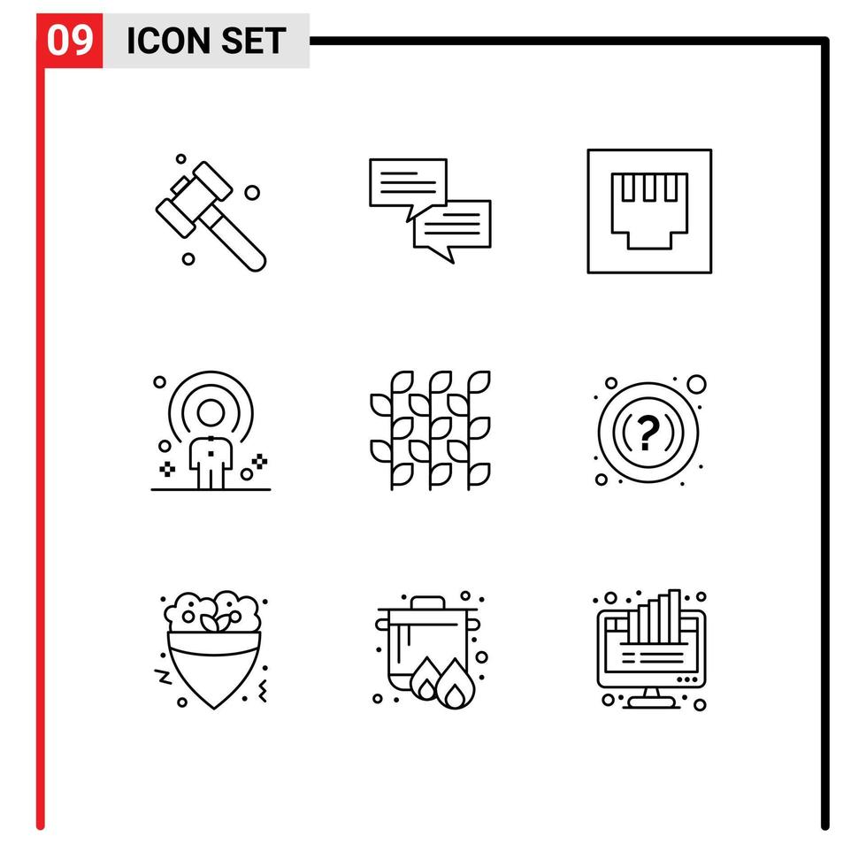 Set of 9 Modern UI Icons Symbols Signs for millet grain customer gluten recruitment Editable Vector Design Elements