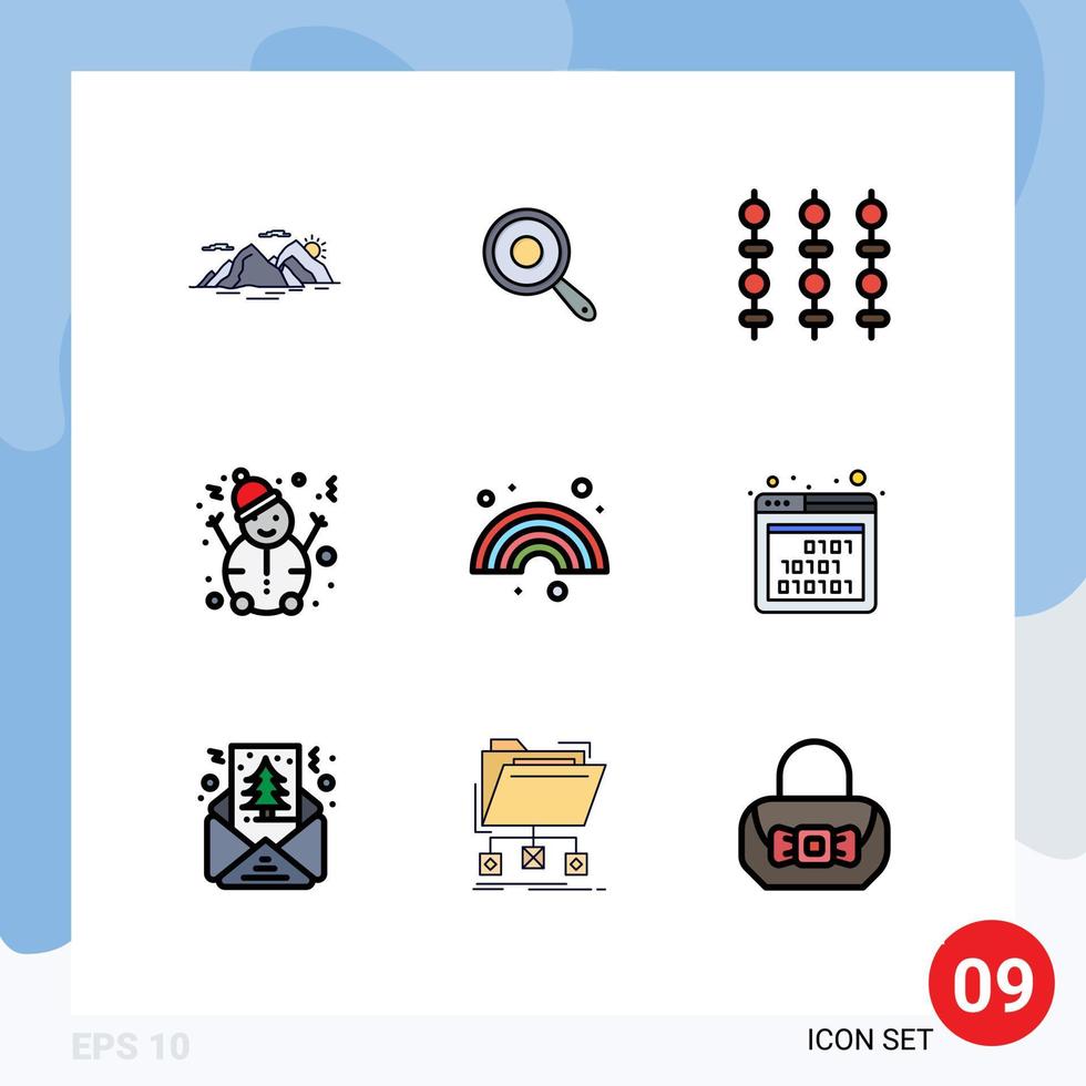 9 Creative Icons Modern Signs and Symbols of forecast snowman griddle snow vegetables Editable Vector Design Elements