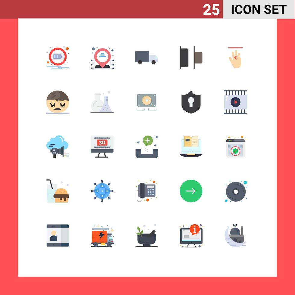 Set of 25 Vector Flat Colors on Grid for left hand cursor logistics hand horizontal Editable Vector Design Elements