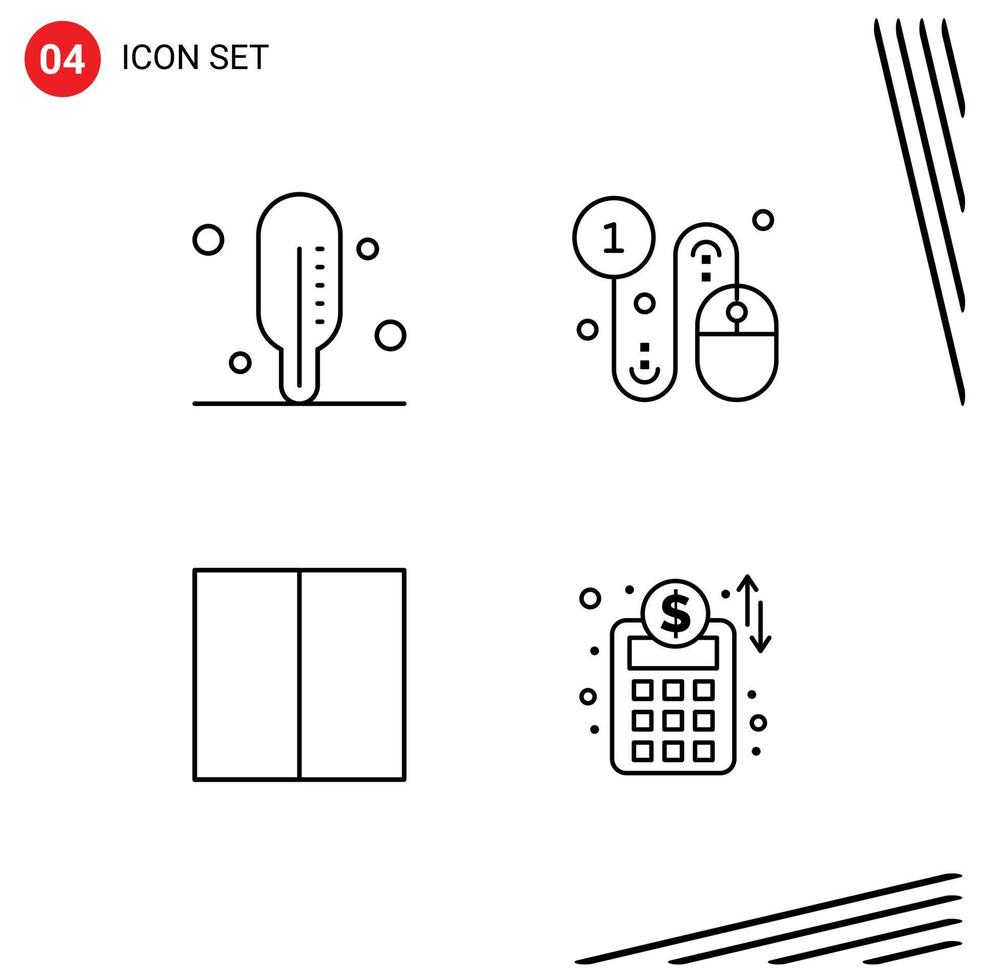 4 User Interface Line Pack of modern Signs and Symbols of medical accounts plan buy pay per click business planning Editable Vector Design Elements