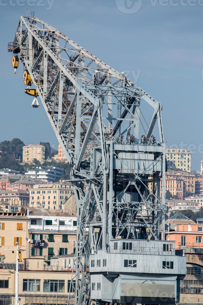 genoa town cityscape panorama from the sea harbor photo