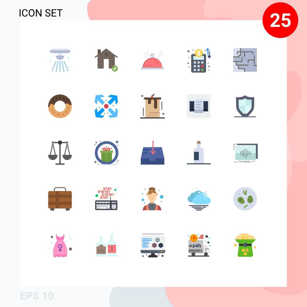 Modern Set of 25 Flat Colors Pictograph of map business planning house business network servise Editable Vector Design Elements