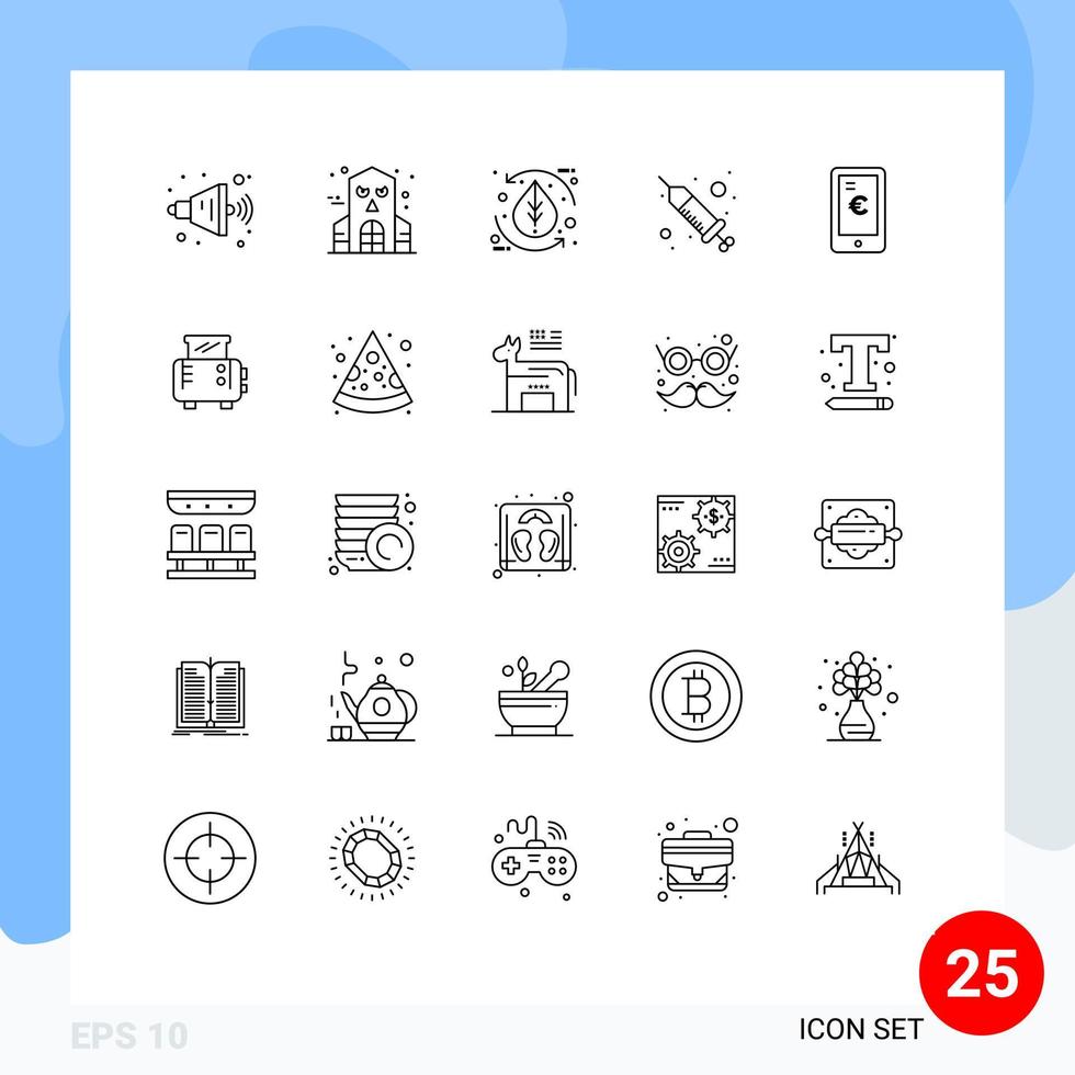 Group of 25 Modern Lines Set for euro mobile environment spa injection Editable Vector Design Elements