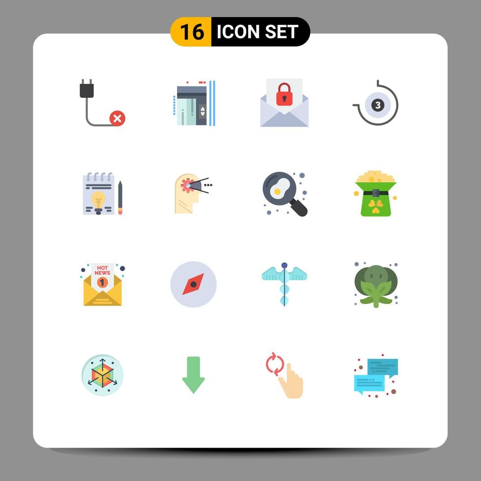 conjunto de 16 iconos modernos de la interfaz de usuario signos de símbolos para el reloj de parada de negocios sobre de cuenta regresiva paquete editable de elementos de diseño de vectores creativos