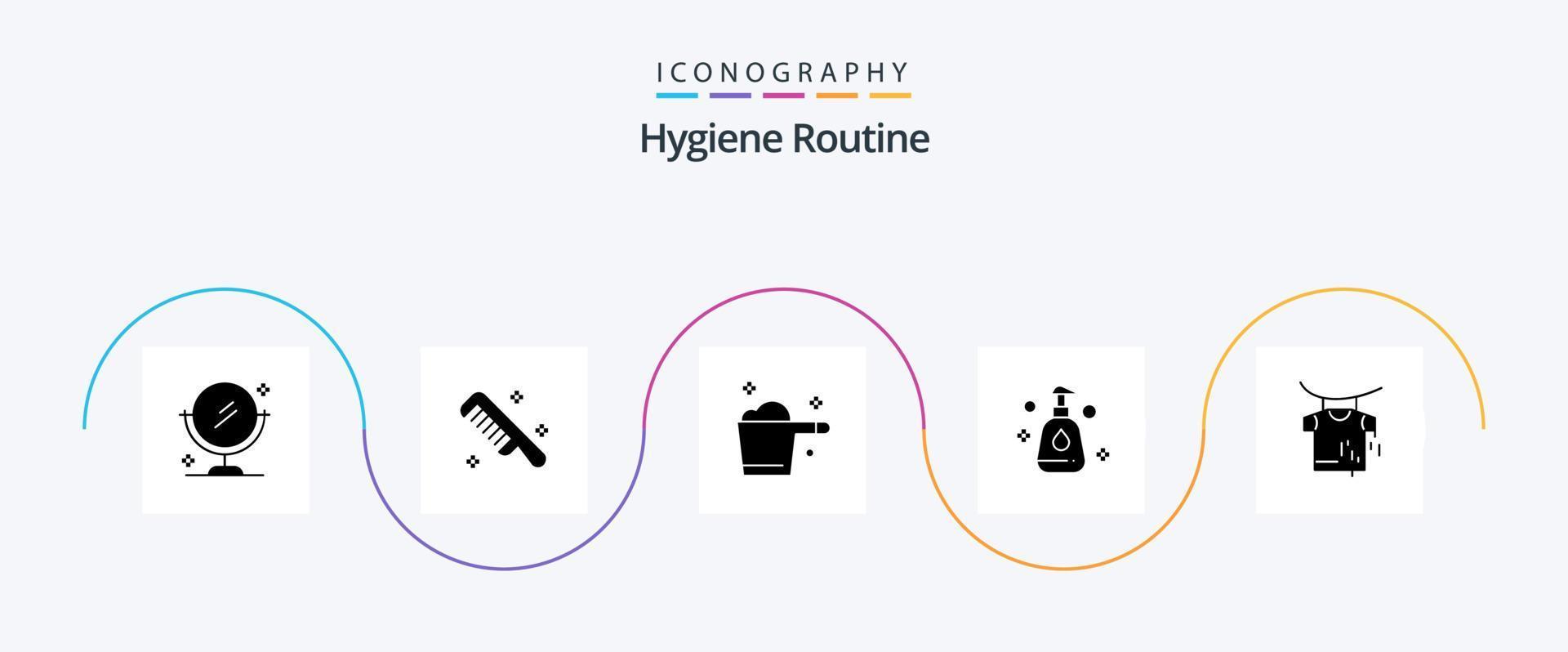 Hygiene Routine Glyph 5 Icon Pack Including . drying. detergent. clothes. spray vector