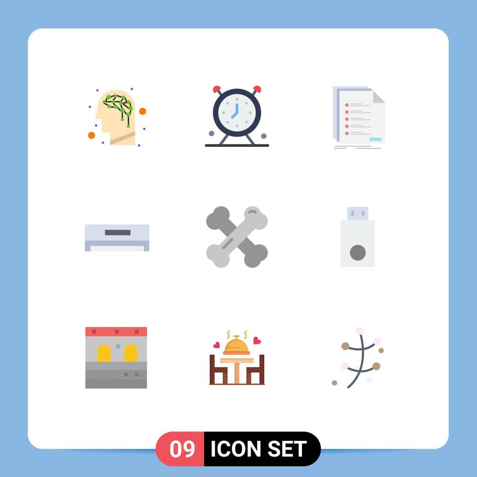 9 Thematic Vector Flat Colors and Editable Symbols of bone health electric check cooling registration Editable Vector Design Elements