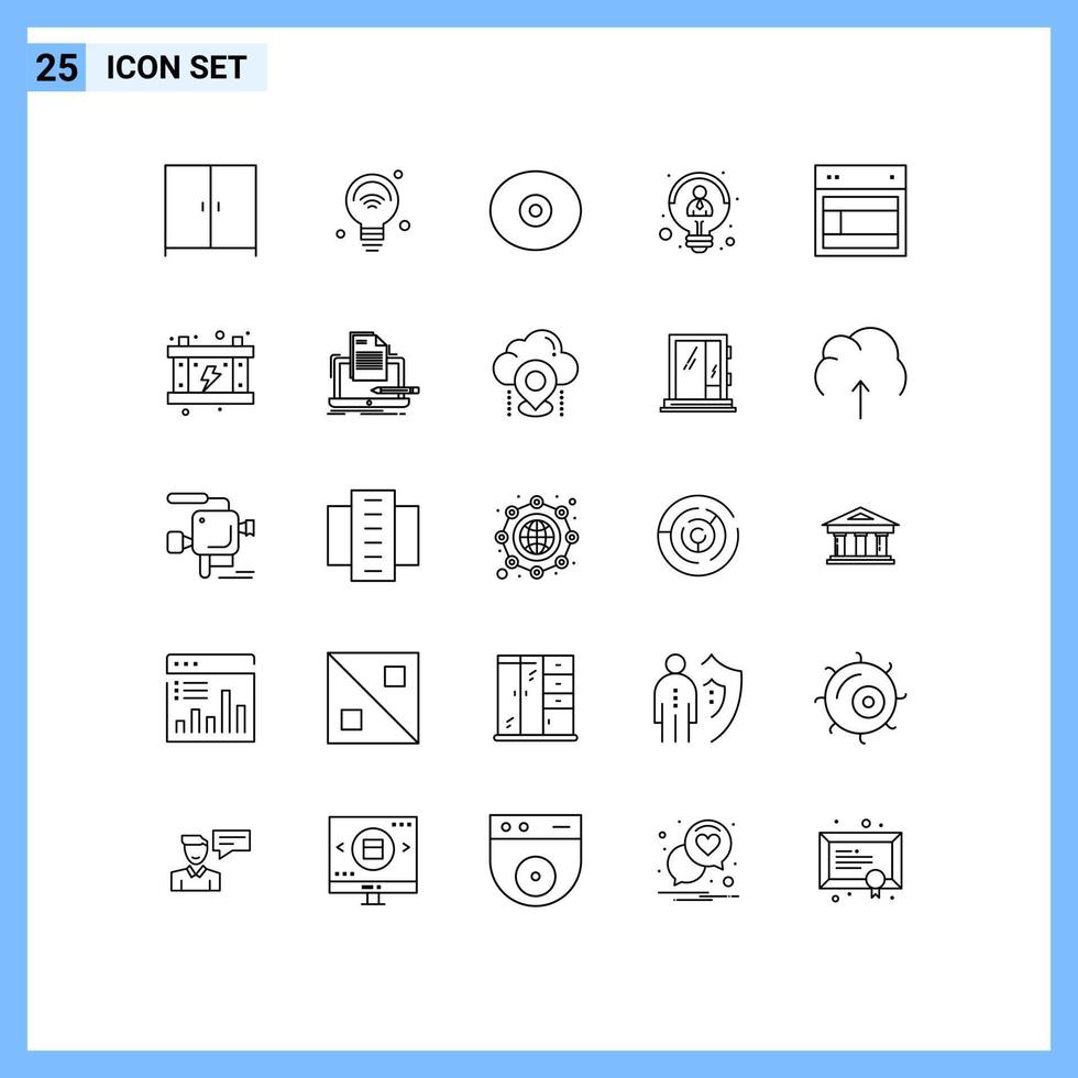 Line Pack of 25 Universal Symbols of site design anatomy thinking employee Editable Vector Design Elements