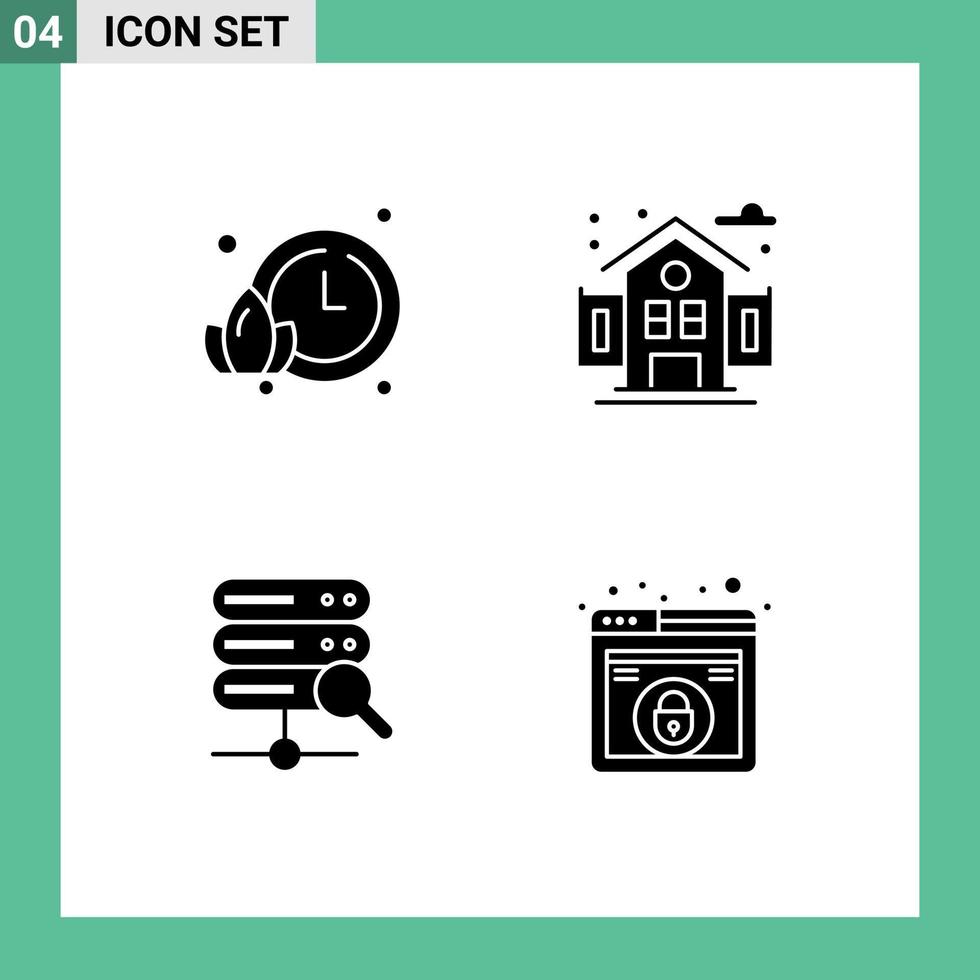 Group of 4 Solid Glyphs Signs and Symbols for lotus design city web web Editable Vector Design Elements
