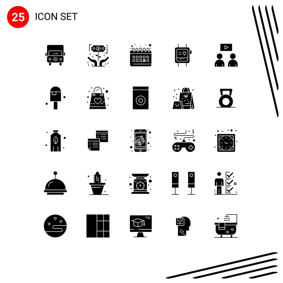 25 Creative Icons Modern Signs and Symbols of man monitor money health routine Editable Vector Design Elements