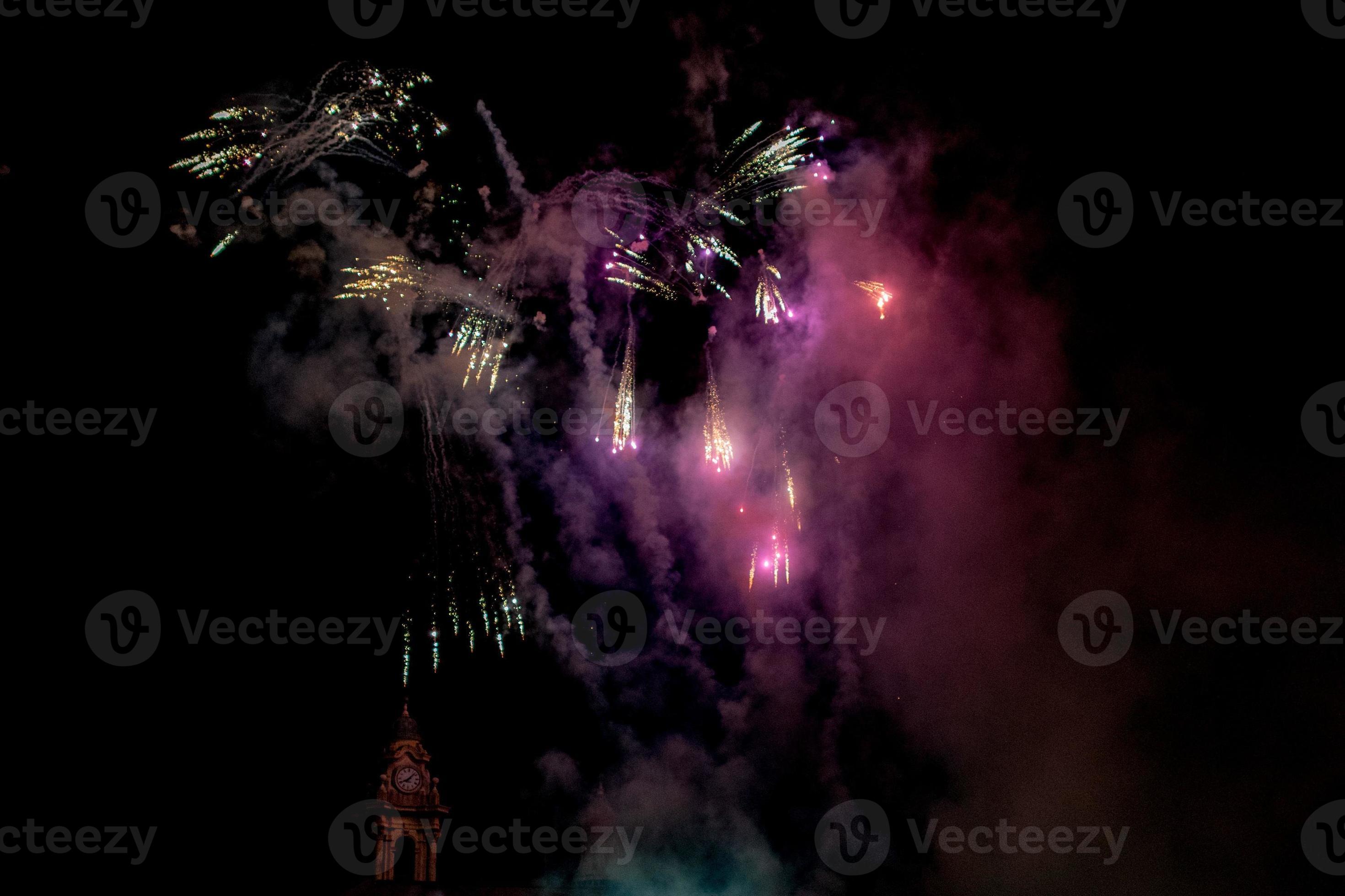 Happy new year fireworks on black background 17238381 Stock Photo at