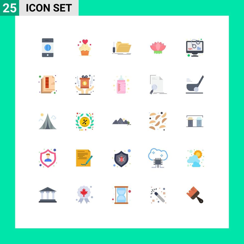 User Interface Pack of 25 Basic Flat Colors of code china sweets flower resource Editable Vector Design Elements