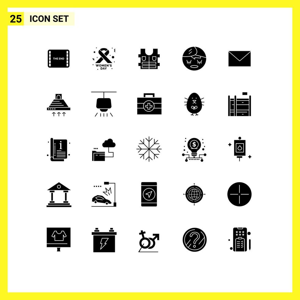 Set of 25 Modern UI Icons Symbols Signs for hood mail life massege element Editable Vector Design Elements