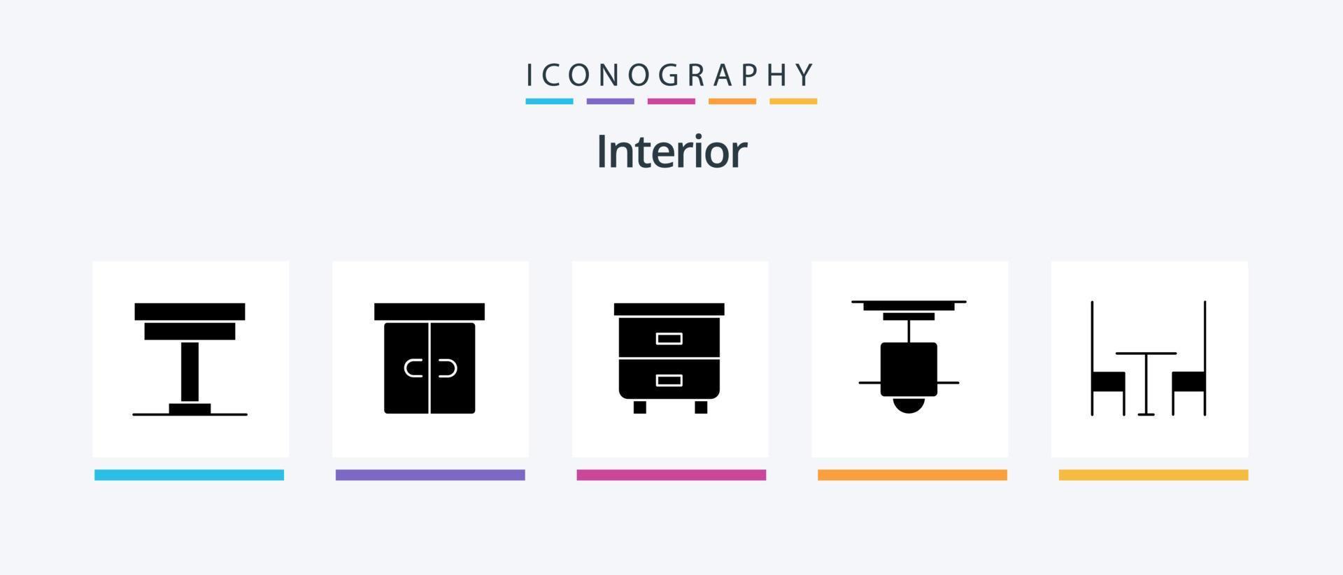 Interior Glyph 5 Icon Pack Including . interior. interior. dining. lamp. Creative Icons Design vector