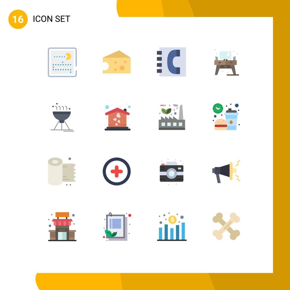 16 Creative Icons Modern Signs and Symbols of camping table communication screen home Editable Pack of Creative Vector Design Elements
