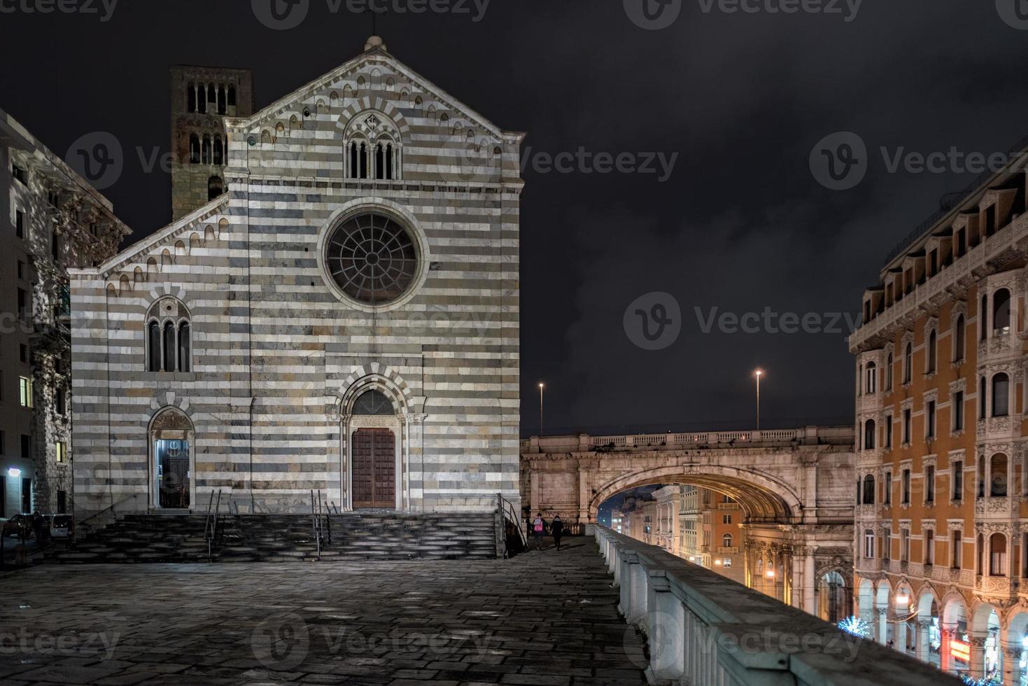 genoa santo stefano church at night photo