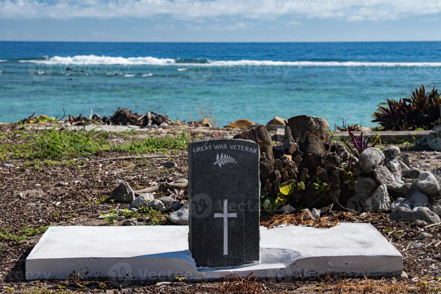 Great war veteran grave tropical coconut pacific ocean beach photo