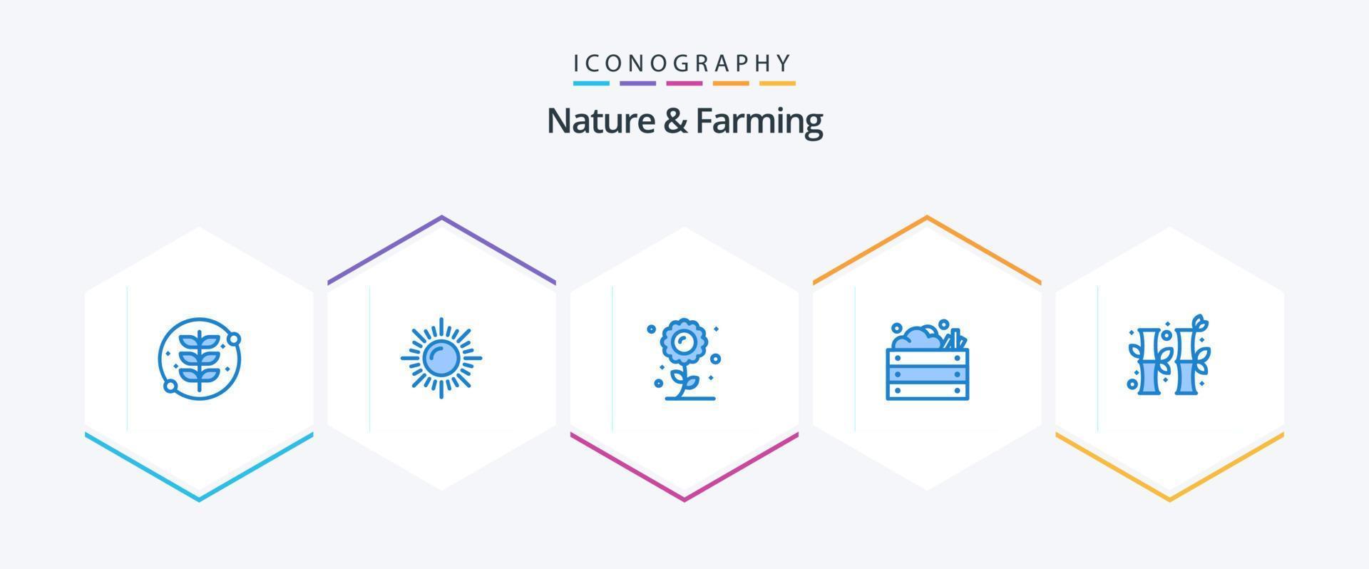 Nature And Farming 25 Blue icon pack including china. vegetables. flower. nature. farming vector