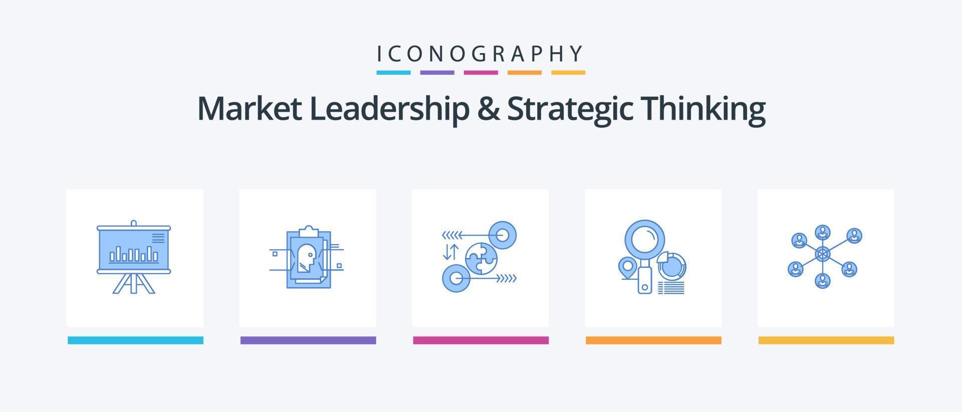 Market Leadership And Strategic Thinking Blue 5 Icon Pack Including finder. search. user id. pertinent. idea. Creative Icons Design vector