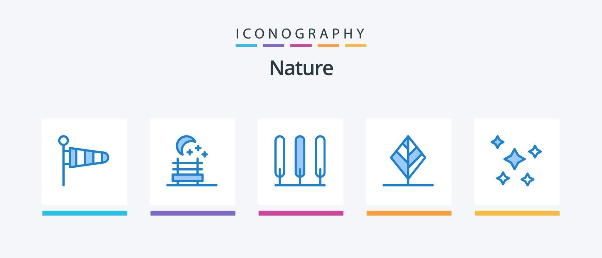 paquete de iconos de naturaleza azul 5 que incluye cielo. estrellas de la noche árbol. noche. árbol. diseño de iconos creativos vector