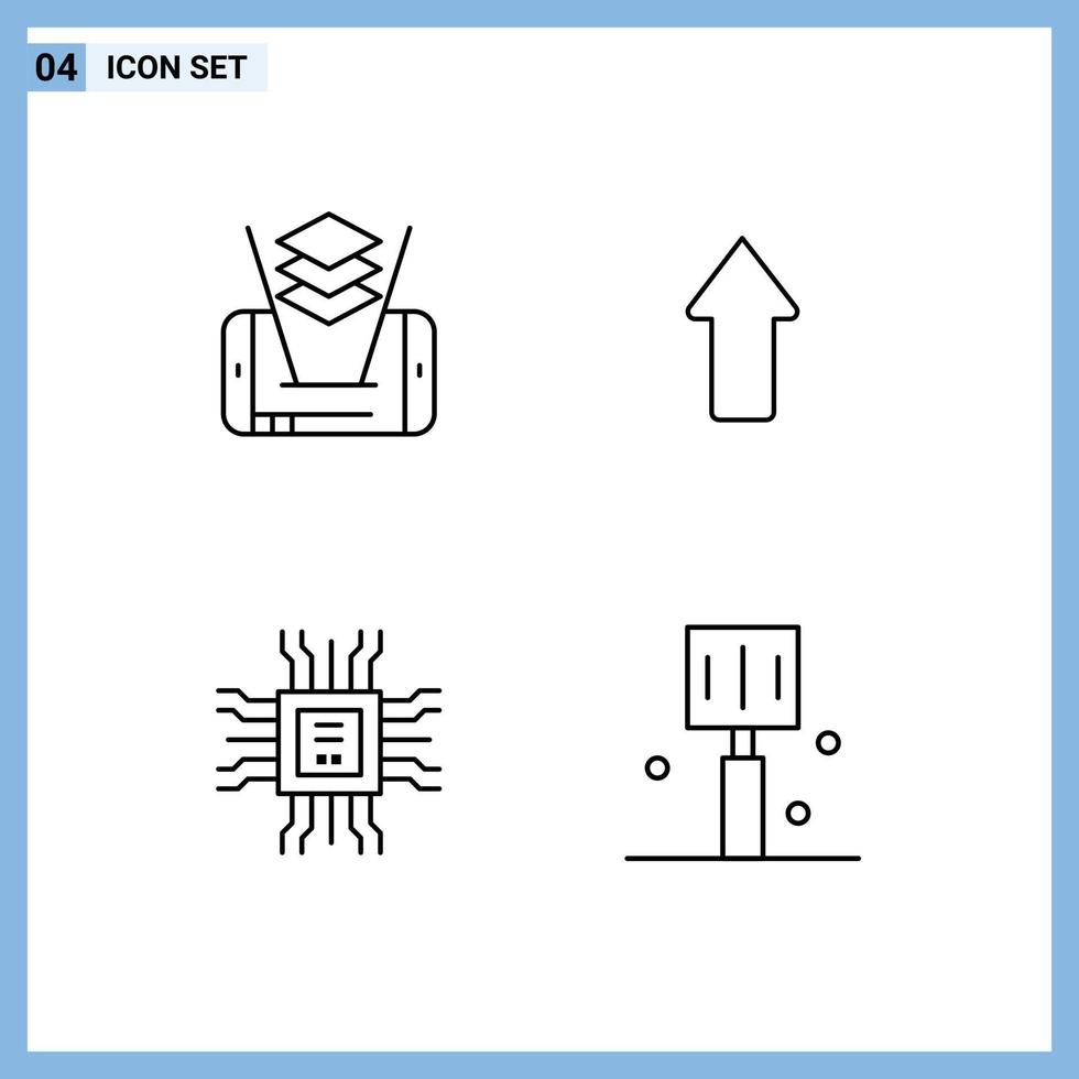 Line Pack of 4 Universal Symbols of mobile learning arrow upload drink Editable Vector Design Elements