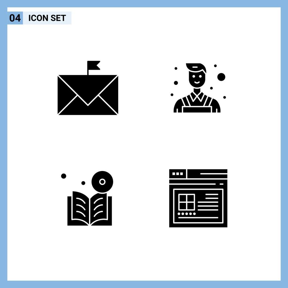 4 Creative Icons Modern Signs and Symbols of communication dvd envelope painter online Editable Vector Design Elements
