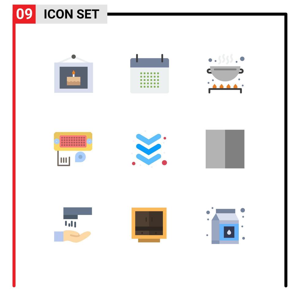 Universal Icon Symbols Group of 9 Modern Flat Colors of arrow data schedule connection pan Editable Vector Design Elements