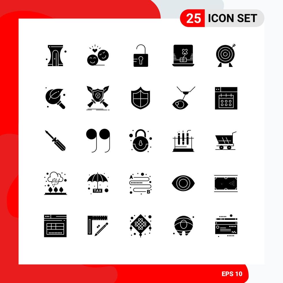 Universal Icon Symbols Group of 25 Modern Solid Glyphs of investment target valentine ireland laptop Editable Vector Design Elements