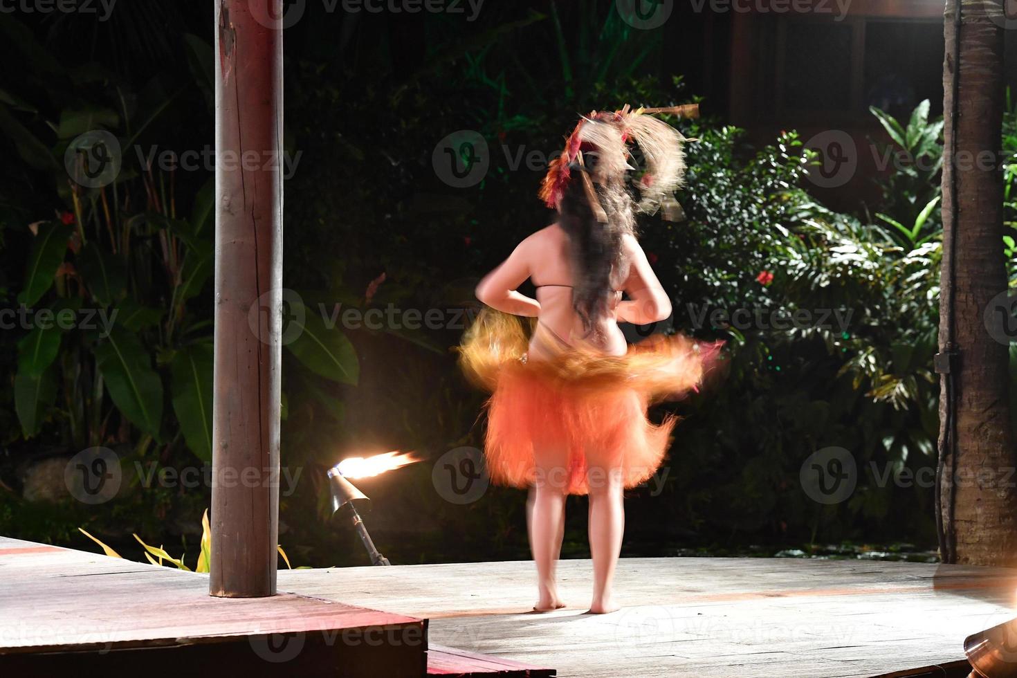 Polynesian dancer hula move effect photo