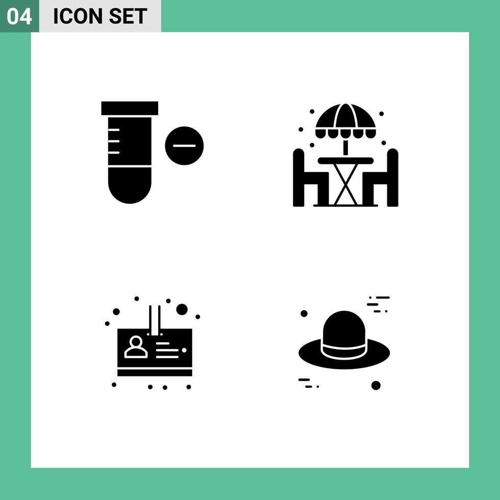 4 Creative Icons Modern Signs and Symbols of minus person home table cap Editable Vector Design Elements