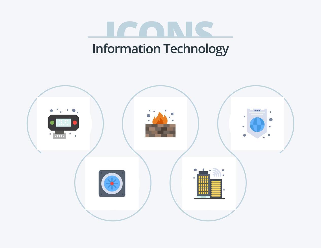 Information Technology Flat Icon Pack 5 Icon Design. . protection. interfaces. internet. protection vector