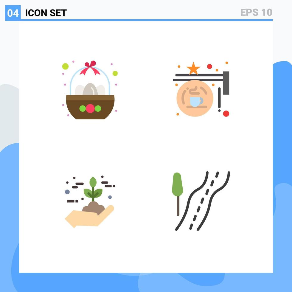 User Interface Pack of 4 Basic Flat Icons of basket sign easter coffee agriculture Editable Vector Design Elements