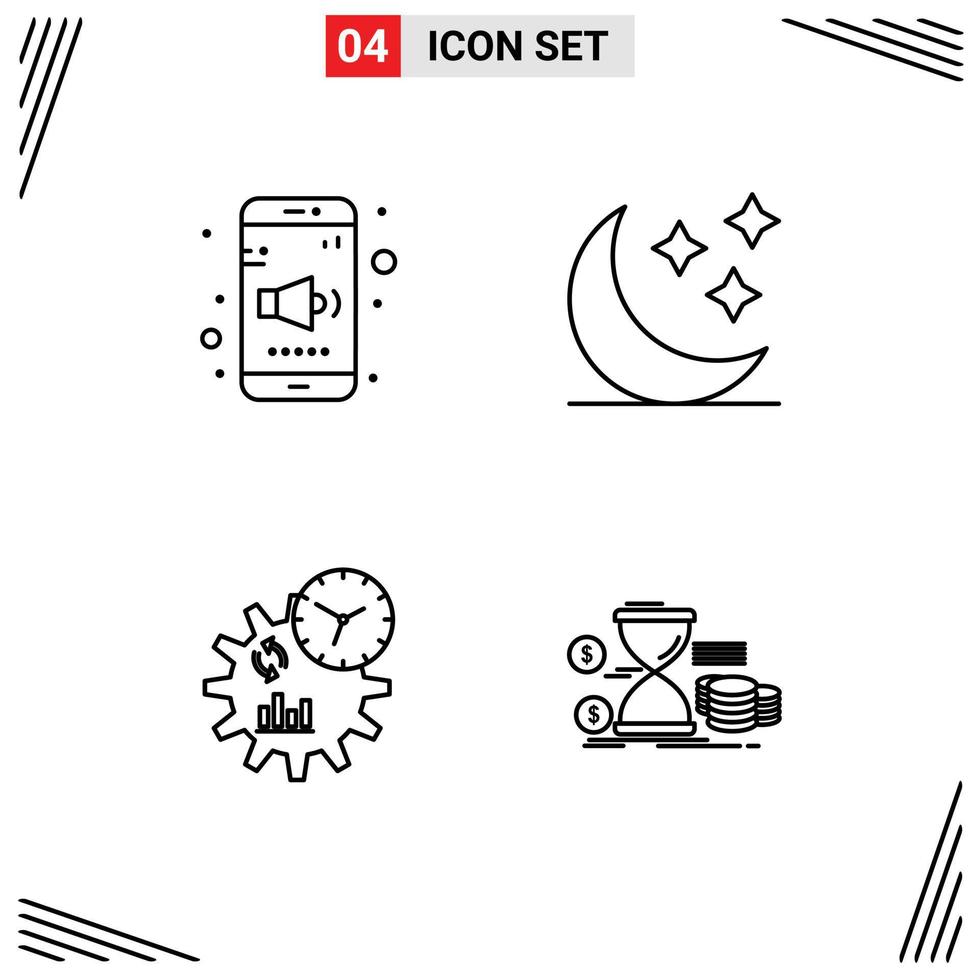 Group of 4 Filledline Flat Colors Signs and Symbols for app engineering volume stars process Editable Vector Design Elements