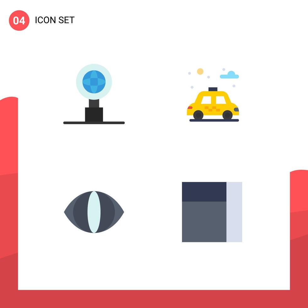 4 Thematic Vector Flat Icons and Editable Symbols of globe grid city eye 5 Editable Vector Design Elements