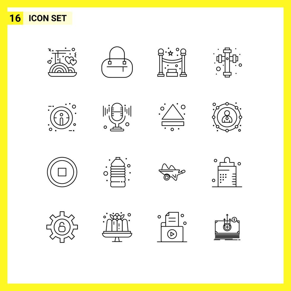 Universal Icon Symbols Group of 16 Modern Outlines of sound mic party sign info Editable Vector Design Elements