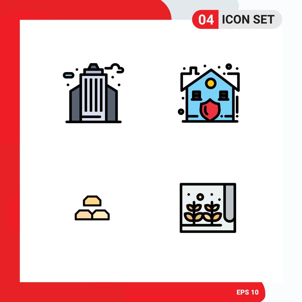 Universal Icon Symbols Group of 4 Modern Filledline Flat Colors of city fund office real income Editable Vector Design Elements